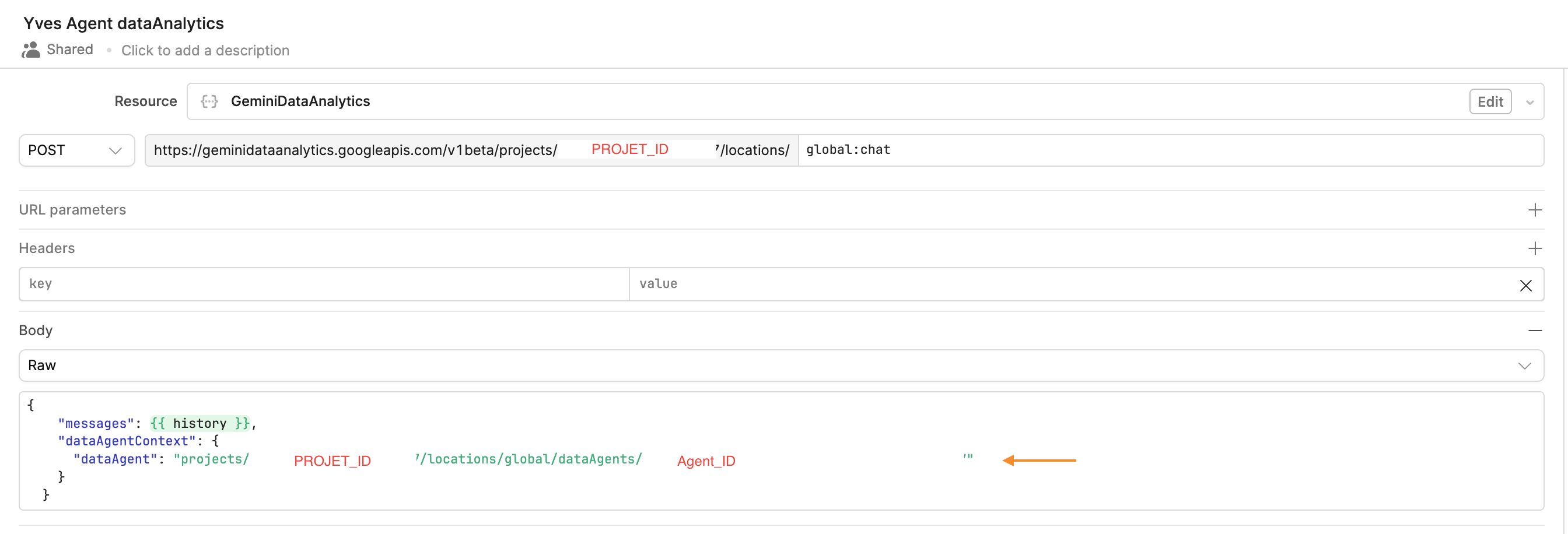 Configuration de la query d'appel de l'agent dans Retool