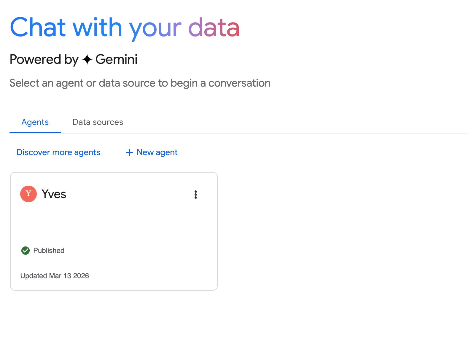 Création d'un agent dans BigQuery Conversations